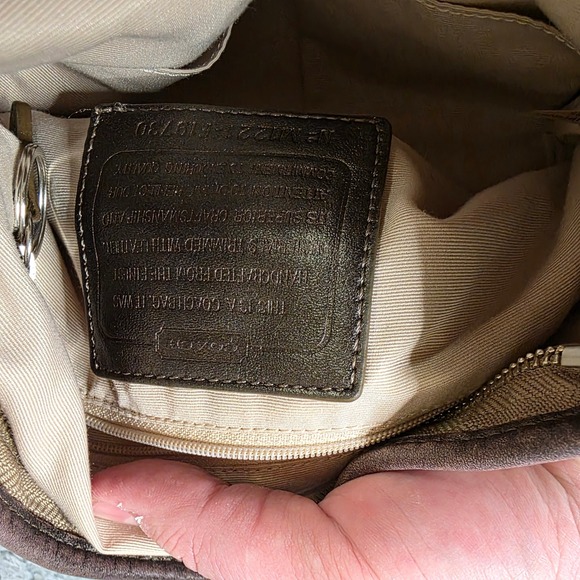 Coach Signature C Canvas Leather Trim Crossbody Shoulder Bag Brown Chain - Picture 6 of 12